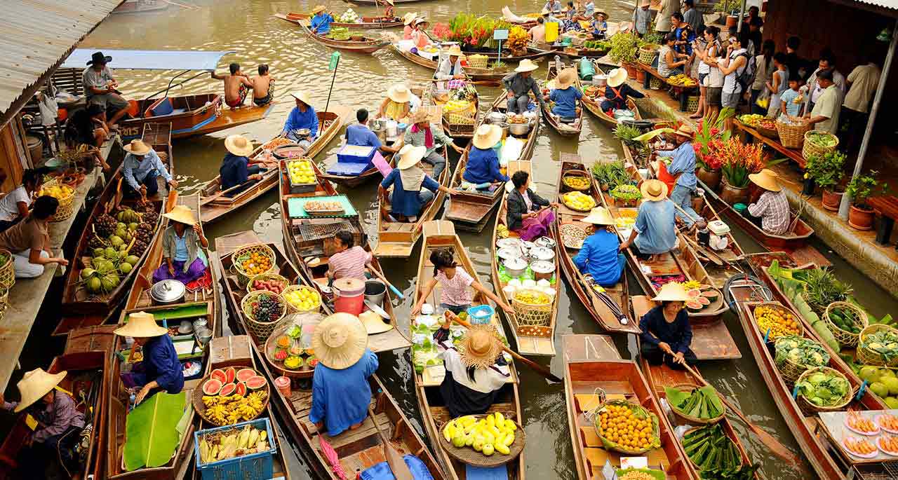 Фотография Таиланд достопримечательности Плавучий рынок